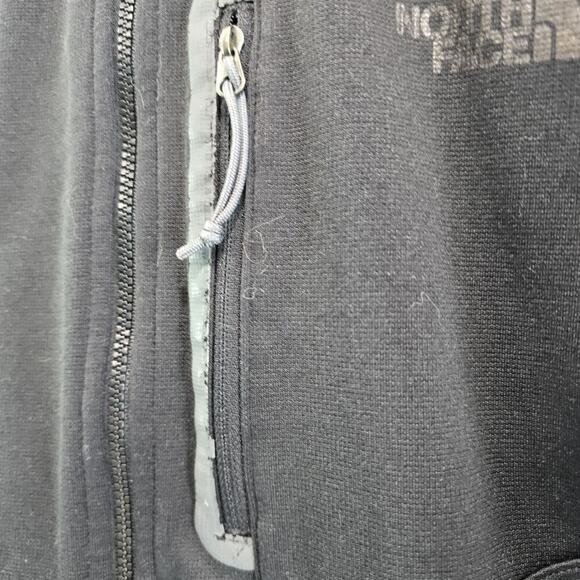 North Face Jacket Mens Large Black Fleece Full Zip Mid Layer Lightweight Hooded - Picture 12 of 15